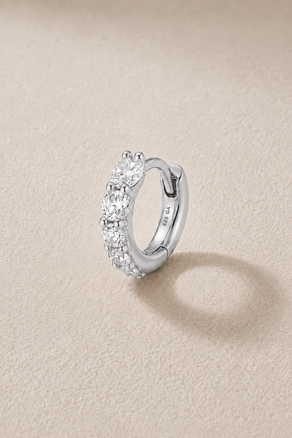 Gala Reverse Silver Huggie Earring 6.5mm