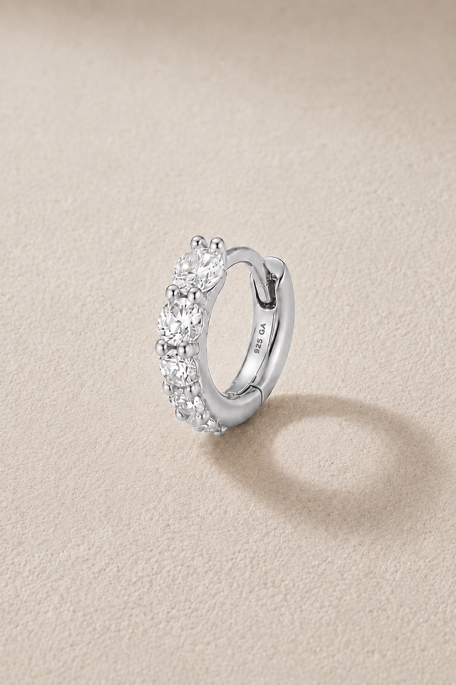 Gala Reverse Silver Huggie Earring 6.5mm