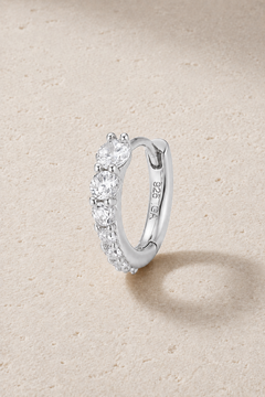 Gala Reverse Silver Huggie Earring 8.5mm with reverse graduated white CZ stones