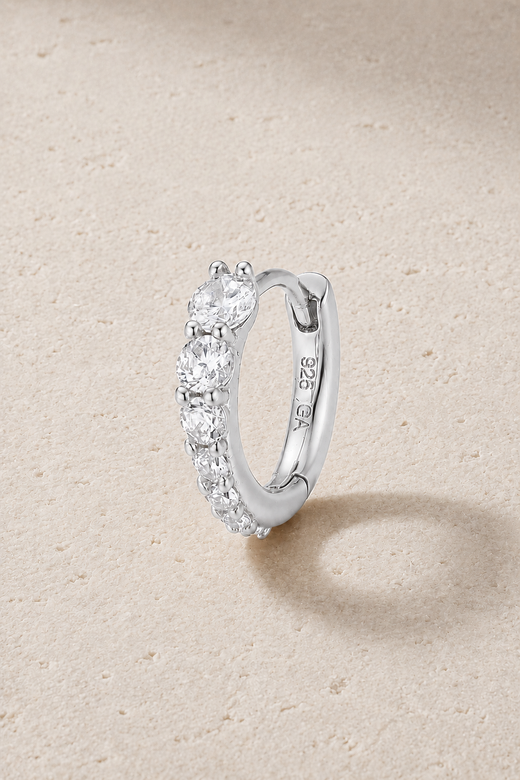 Gala Reverse Silver Huggie Earring 8.5mm