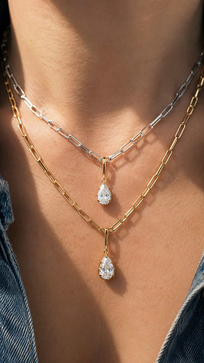 Vittoria Silver Paperclip Chain Necklace