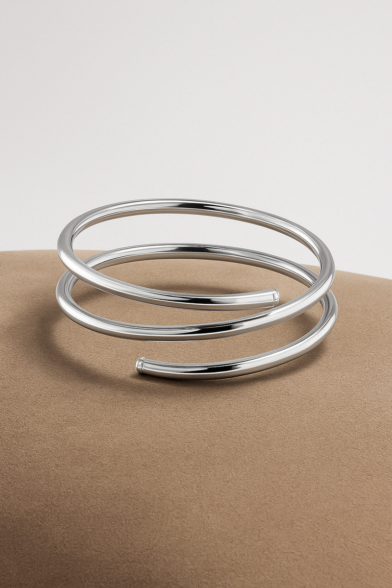 large coil silver bangle 