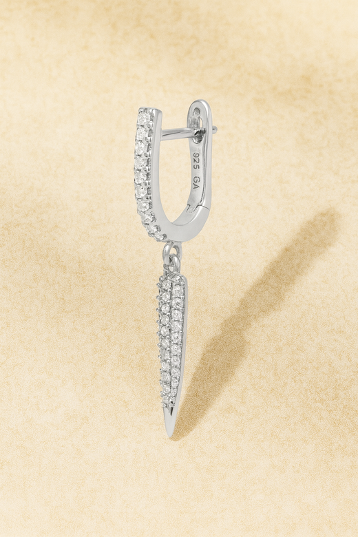 Long Spear silver drop earring