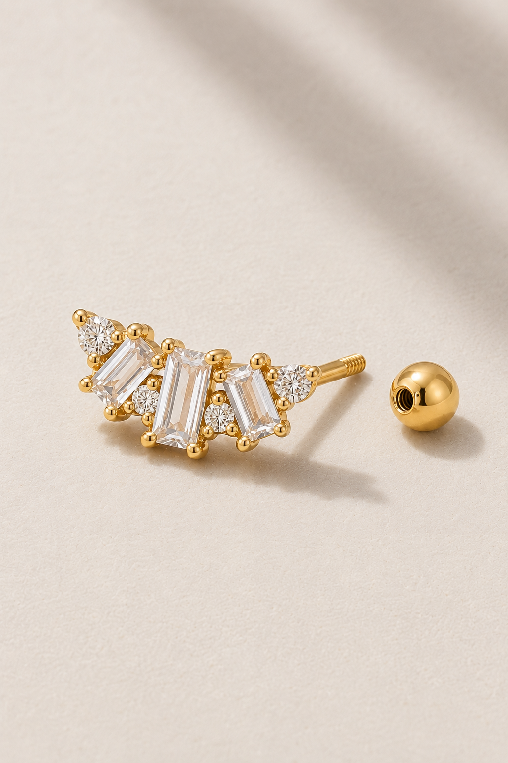 Back view of Lumière Gold Ball Screw Stud Earring with 4mm ball screw fastening