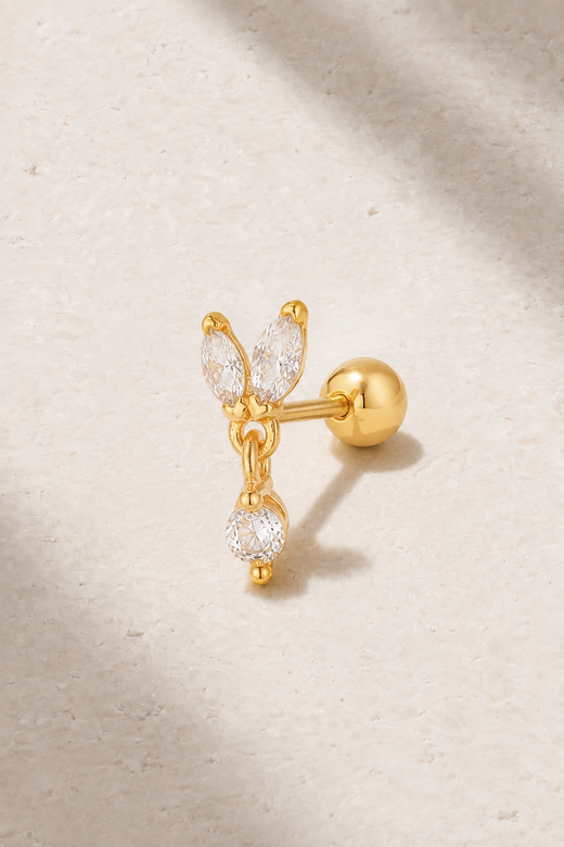 Papillon Gold Ball Screw Stud Earring