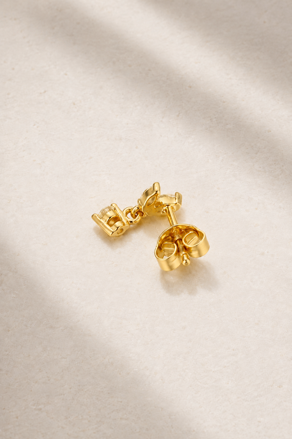 Back view of Papillon Gold Stud Earring with butterfly post fastening