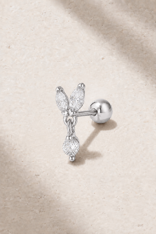 Papillon Silver Ball Screw Stud Earring