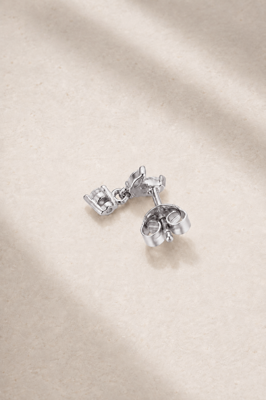 Back view of Papillon Silver Stud Earring with butterfly post fastening
