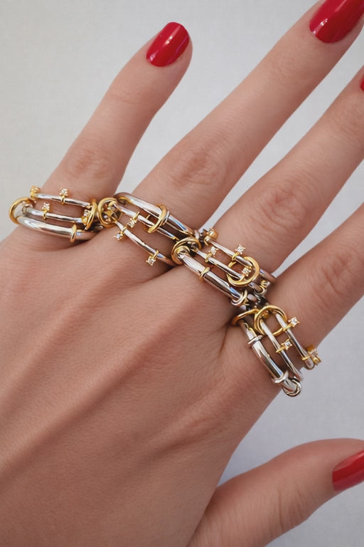 Clara Two-Tone Linked Band Ring