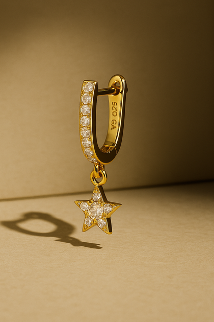Hanging star gold vermeil earring