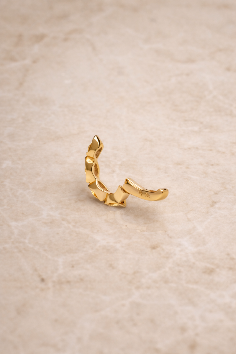 Tasha marquise gold vermeil ear cuff worn on ear no piercing styling