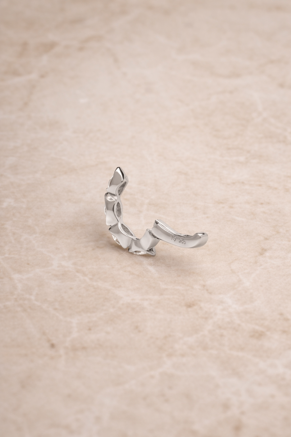Tasha marquise sterling silver ear cuff close up with marquise stone detail