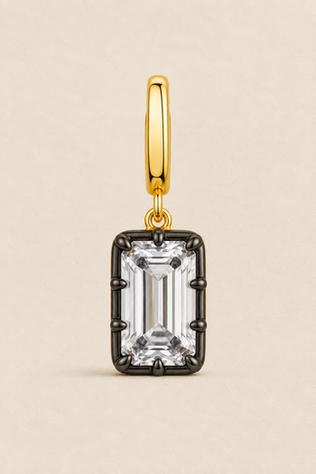Vittoria Emerald Cut Hook Charm Gold & Black Rhodium