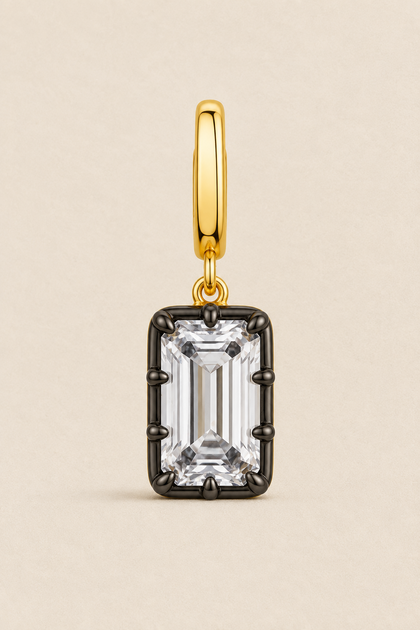 Vittoria Emerald Cut Hook Charm Gold & Black Rhodium