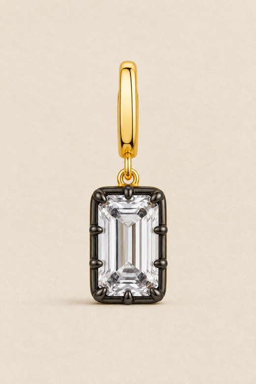 Vittoria Emerald Cut Hook Charm Gold & Black Rhodium