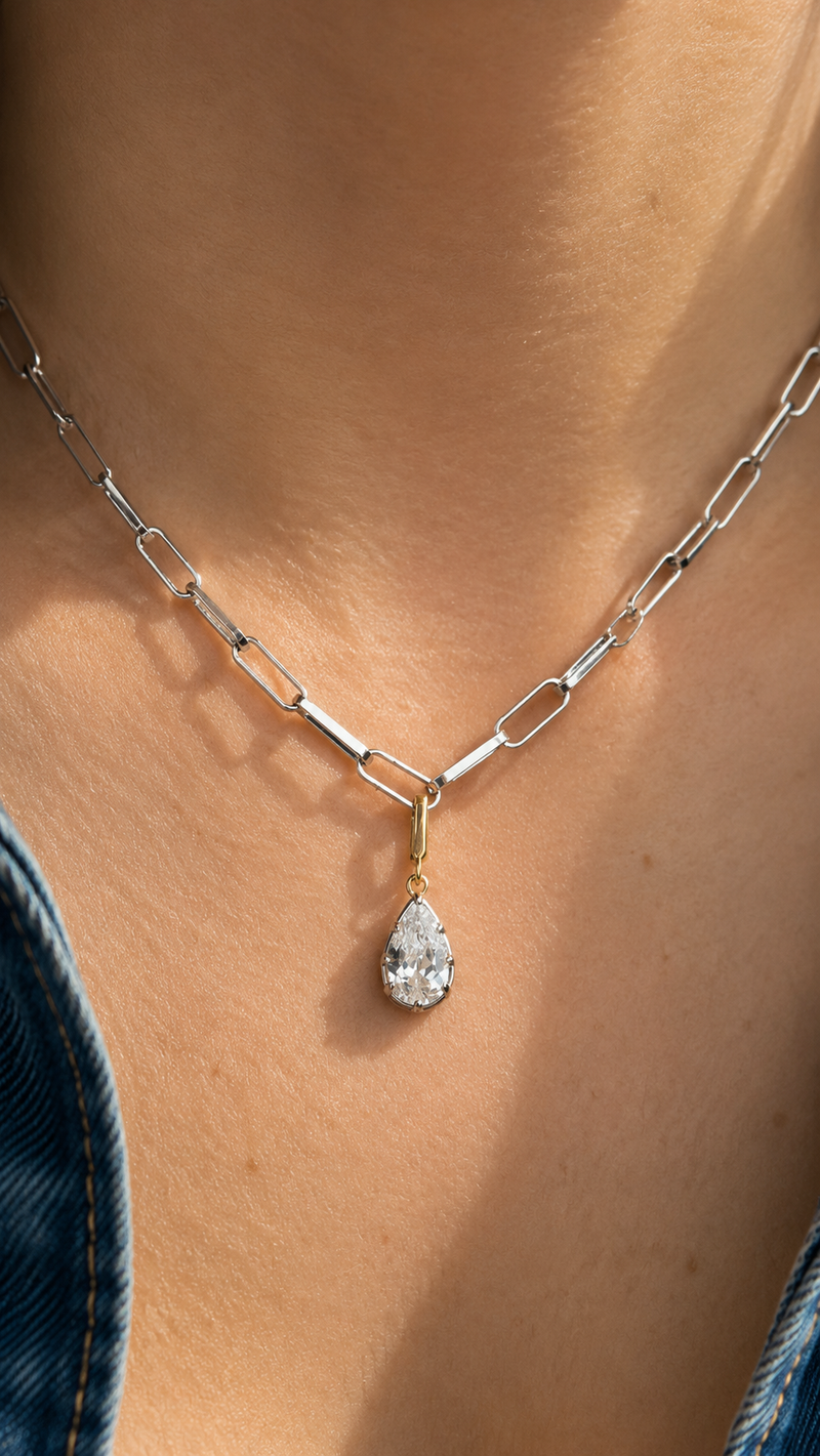 Vittoria Silver Paperclip Chain Necklace