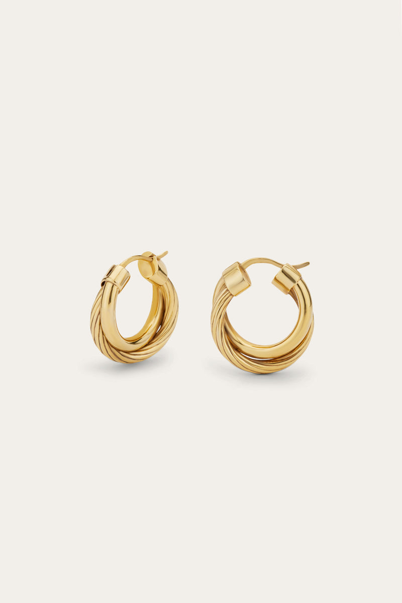 small twisted gold hoops polished everyday earrings pair