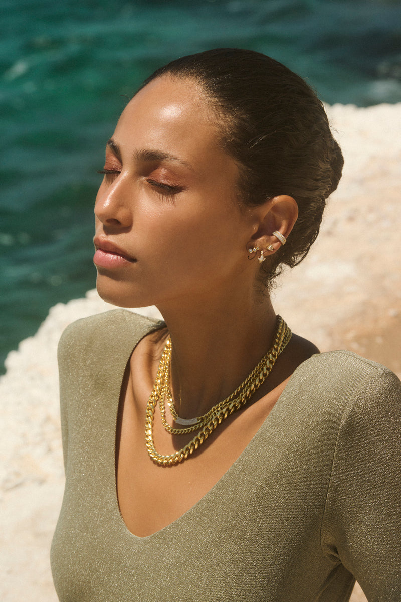 8.5mm lotus gold vermeil huggie