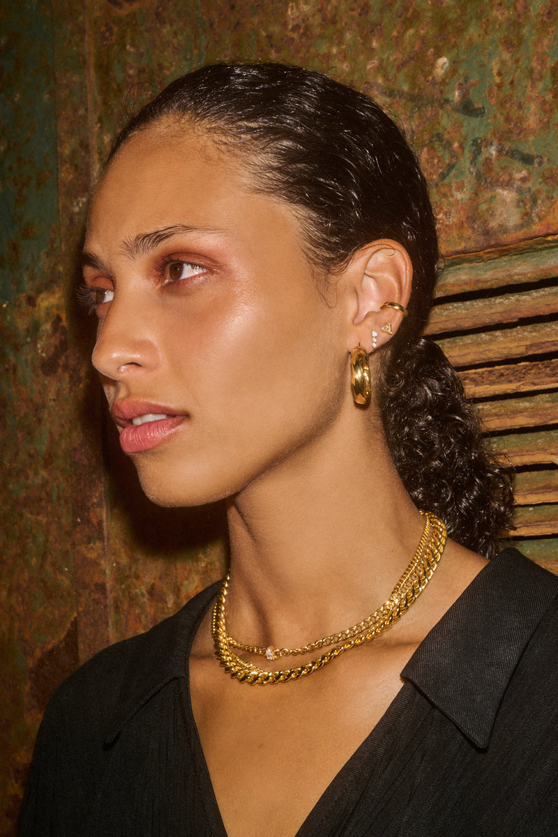 "True Love" triple dot gold vermeil stud earring