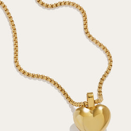 Puffed Heart Gold Plated Necklace