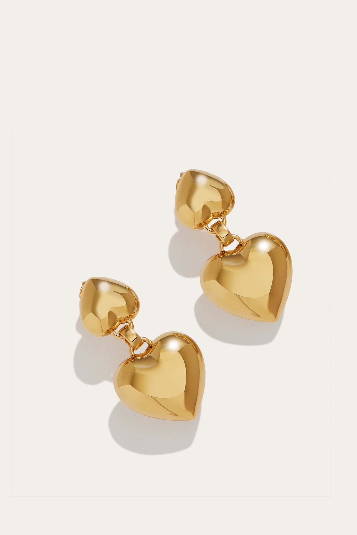 Puffed Heart Gold Vermeil Earrings