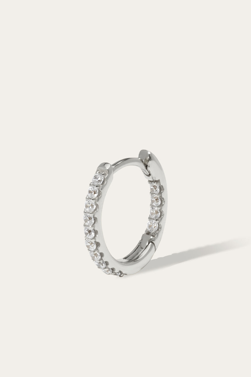 Oval sterling silver huggie