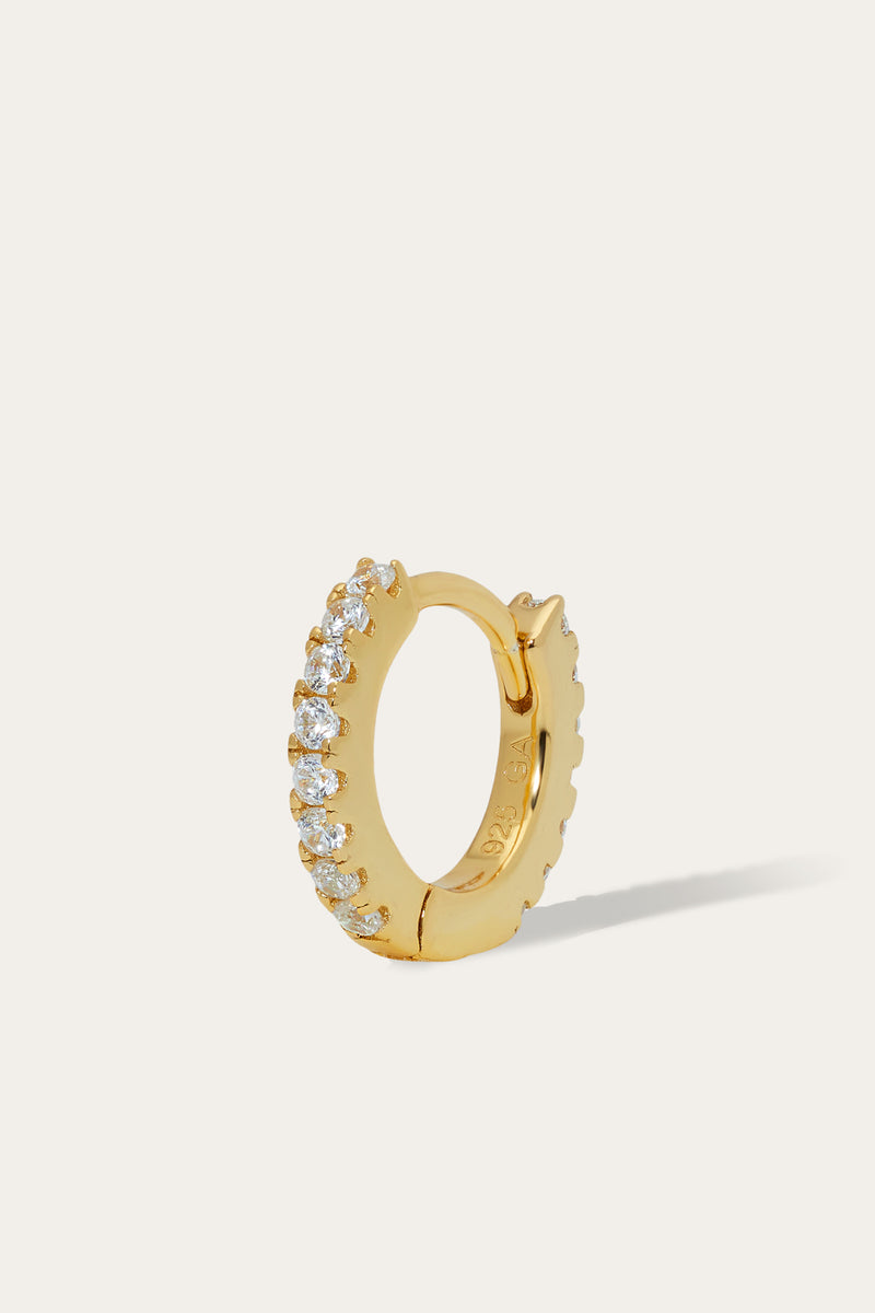 Simple 8.5mm gold vermeil pave huggie