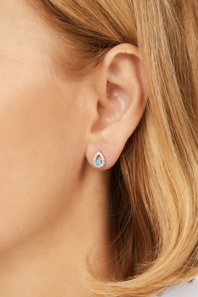 "Mati" with turquoise sterling silver stud (ball screw)