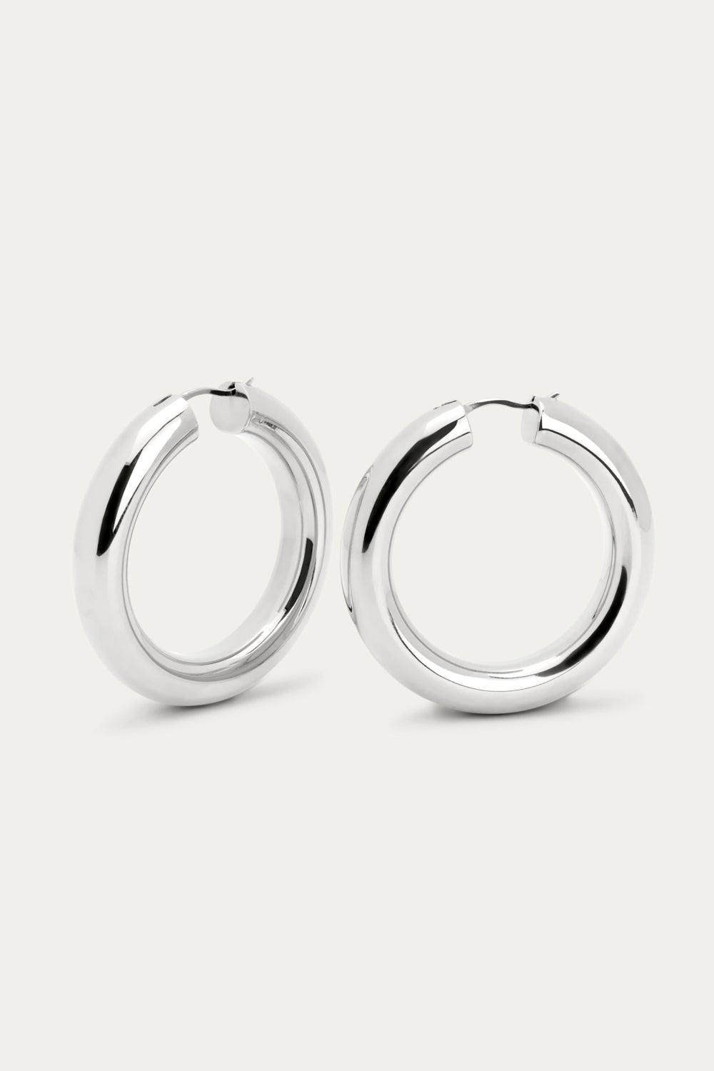 Gaga 4cm Silver Hoops