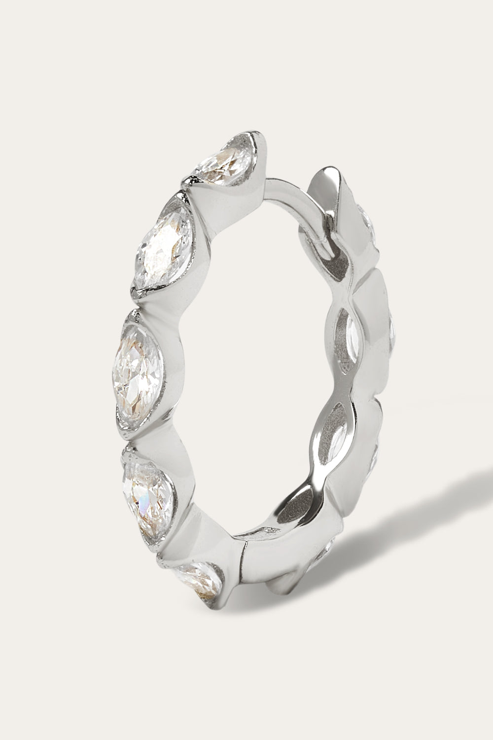 Tasha marquise 12.5mm sterling silver huggie