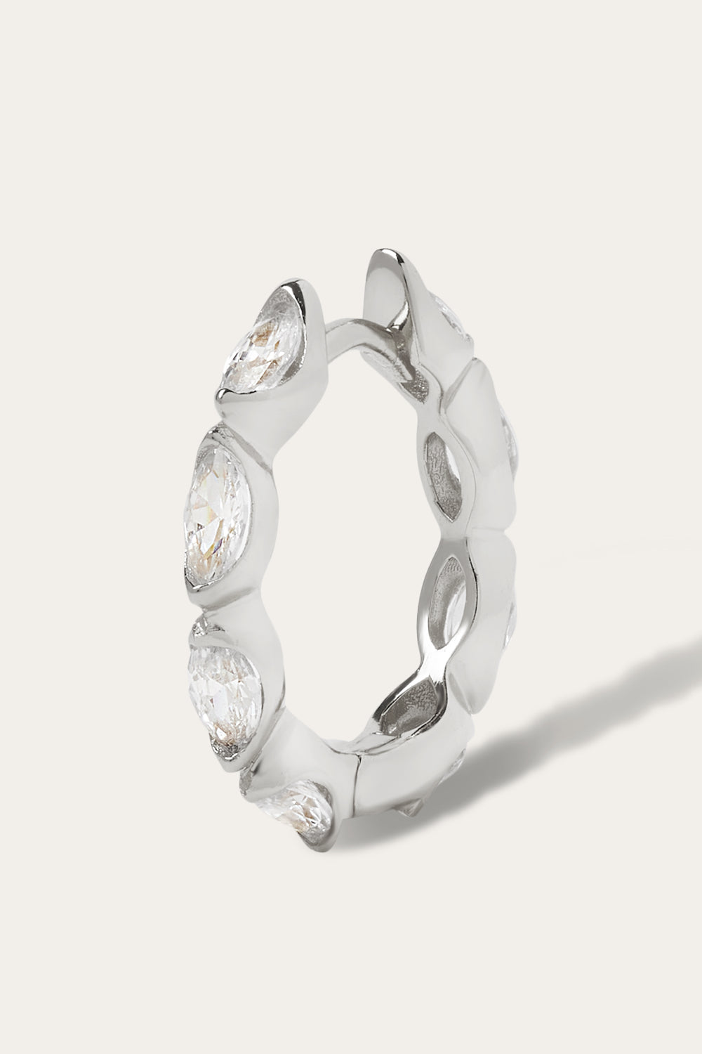 Tasha marquise 11mm sterling silver huggie