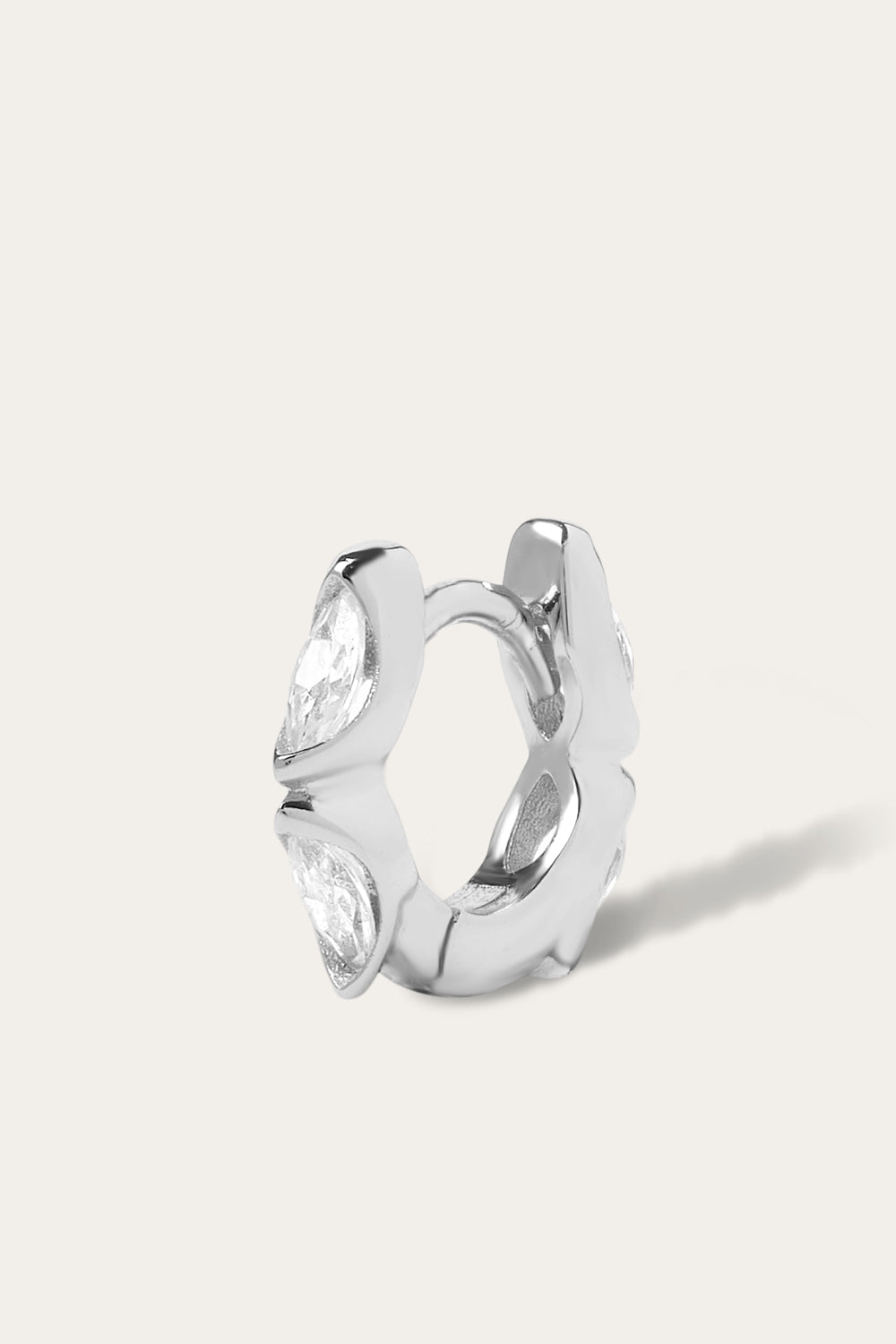 Tasha marquise 6.5mm sterling silver huggie