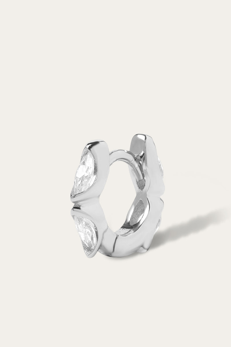 Tasha marquise 6.5mm sterling silver huggie