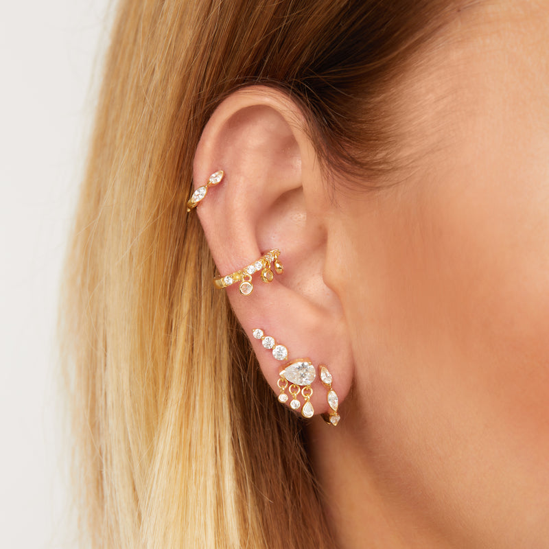 "True Love" triple dot gold vermeil stud earring