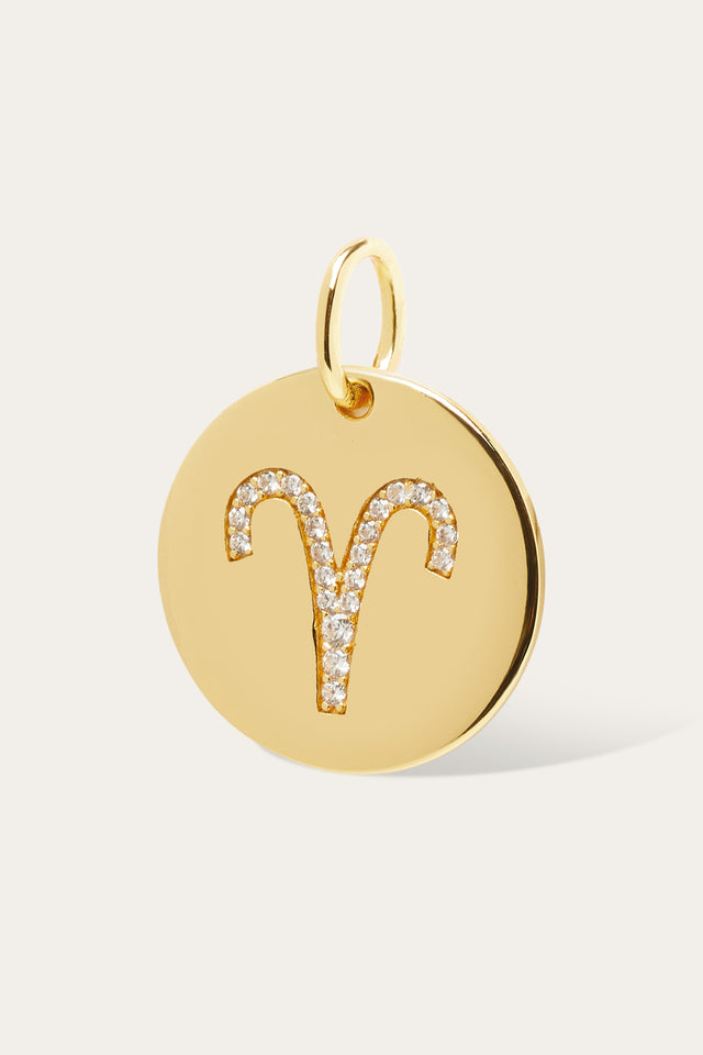 Aries gold vermeil zodiac disc