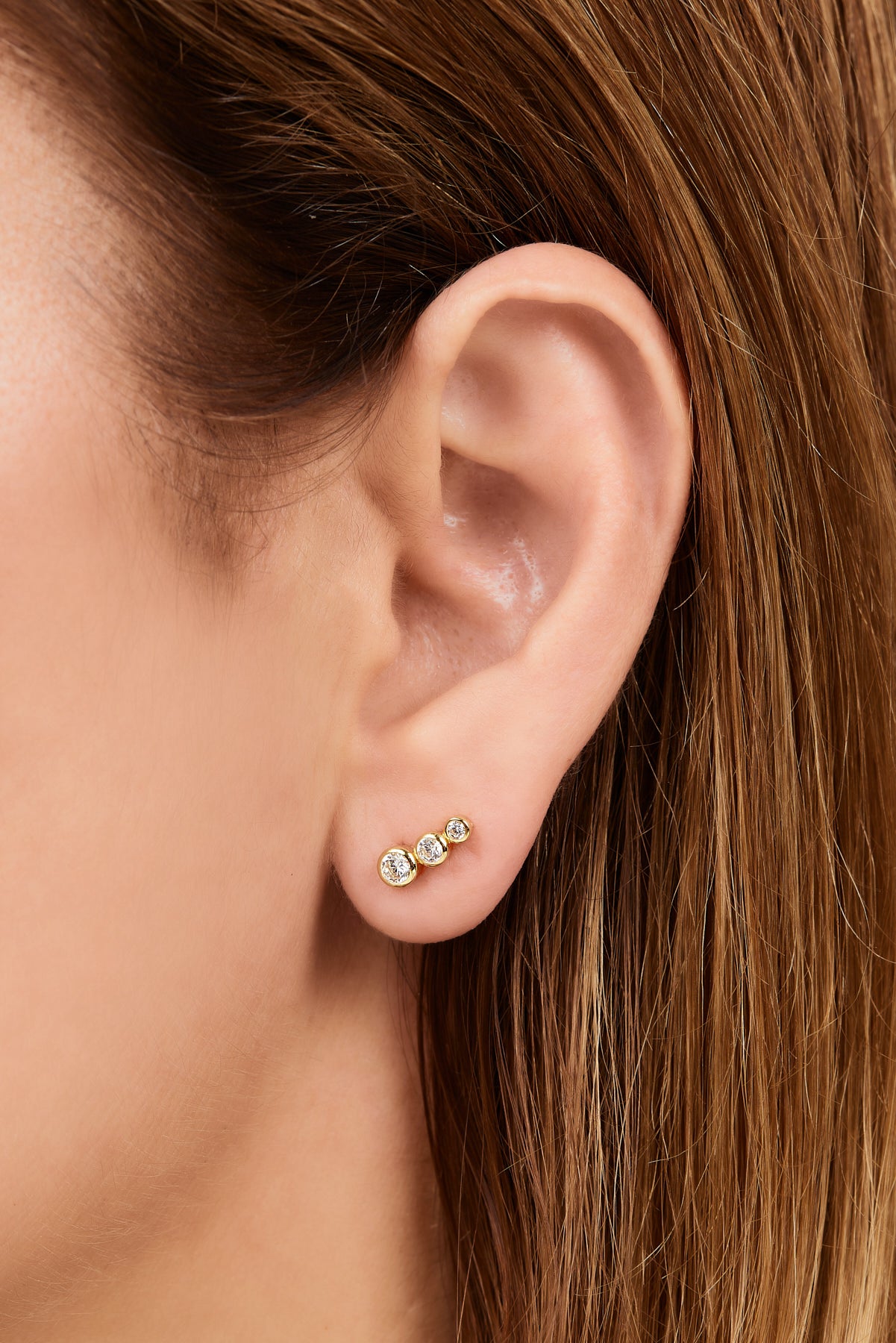 Lola mini croissant gold vermeil stud earring