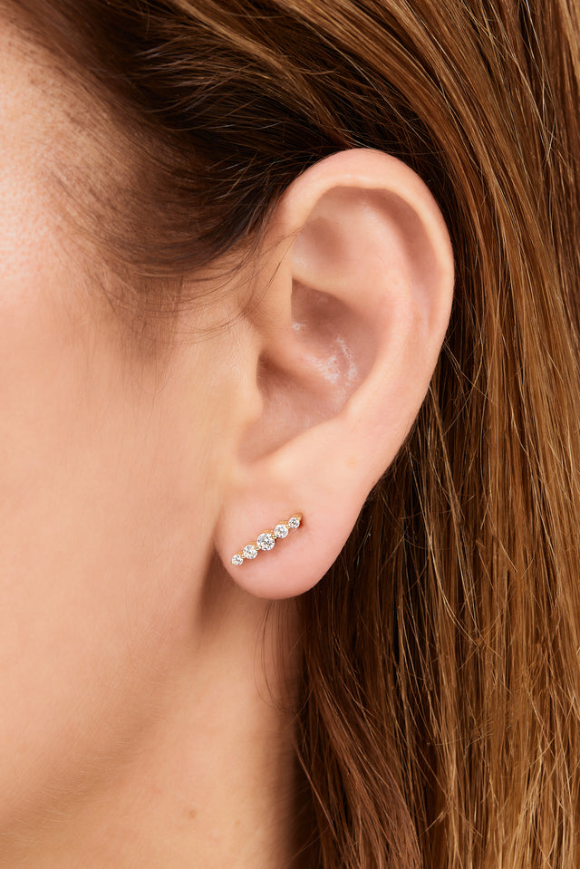 Large "True Love" gold vermeil stud earring