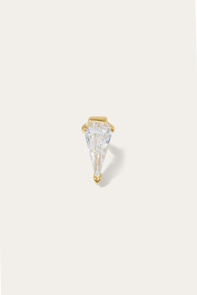 Large Pyramid gold vermeil stud earring (ball screw)