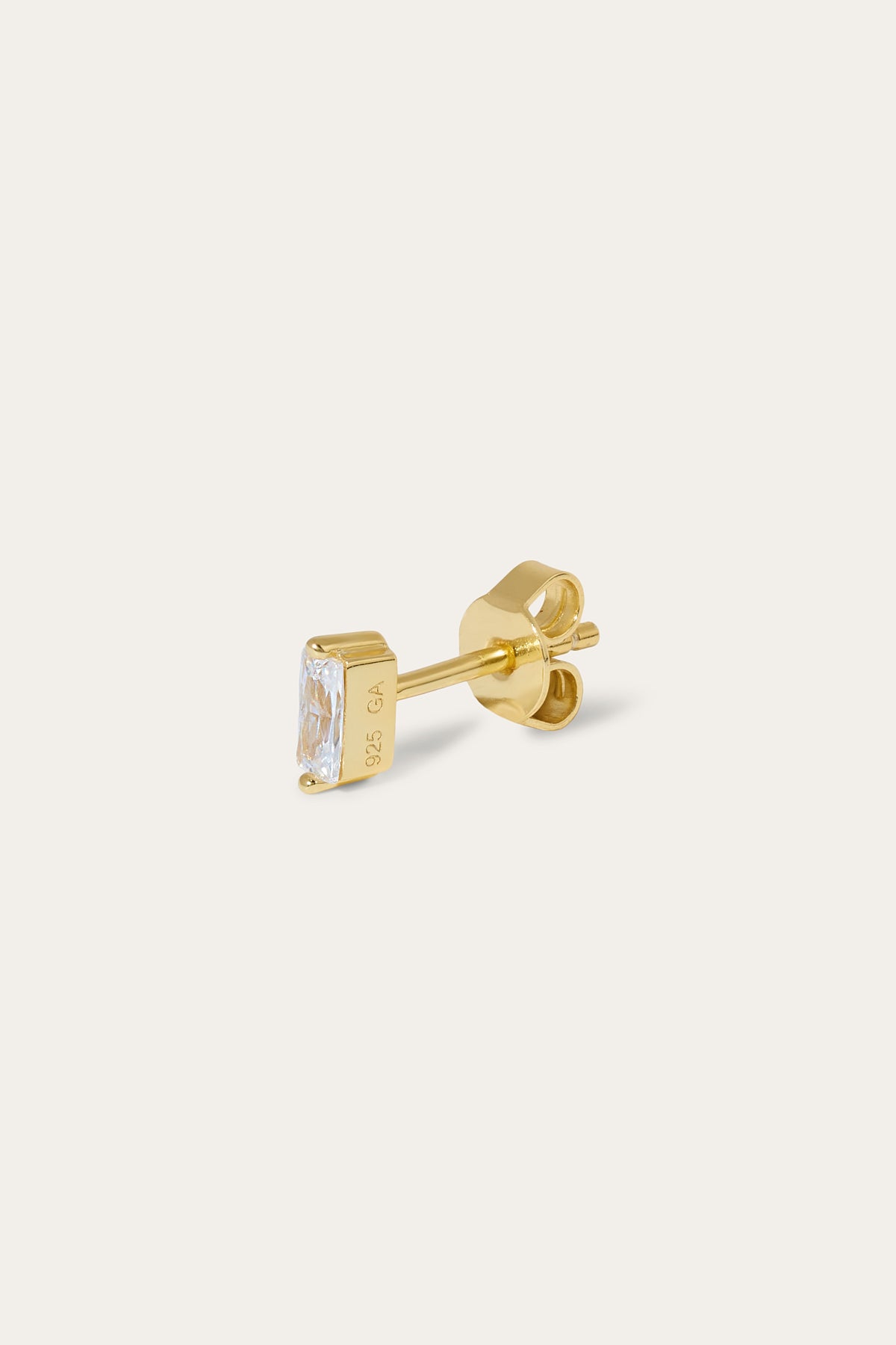 Mini baguette gold vermeil stud earring