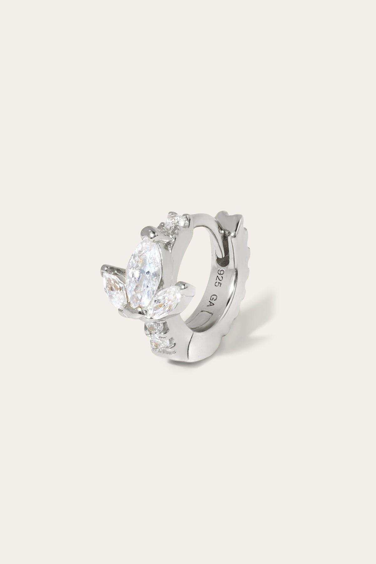 6.5mm lotus sterling silver huggie