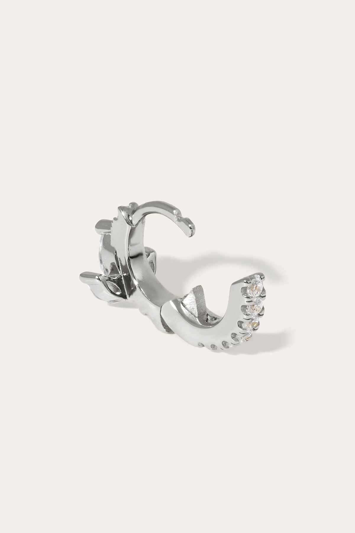 6.5mm lotus sterling silver huggie