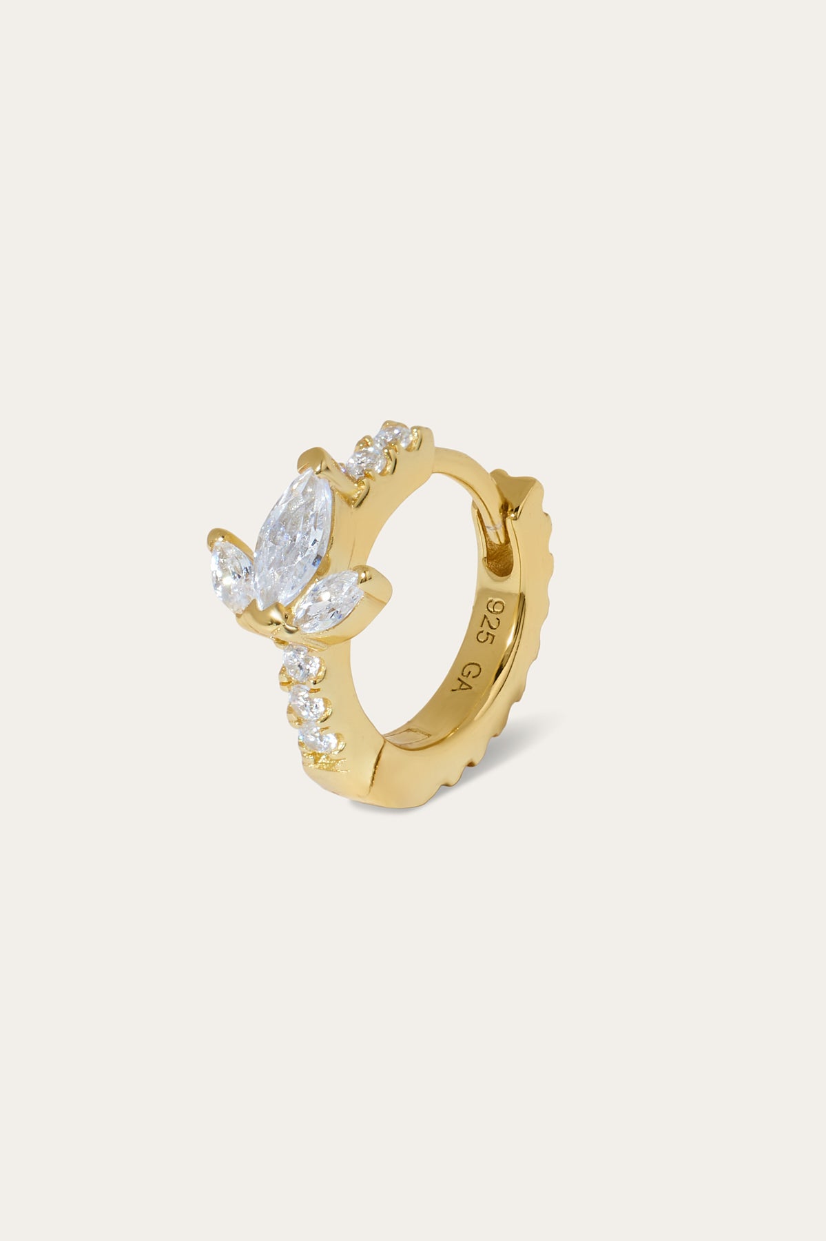 8.5mm lotus gold vermeil huggie