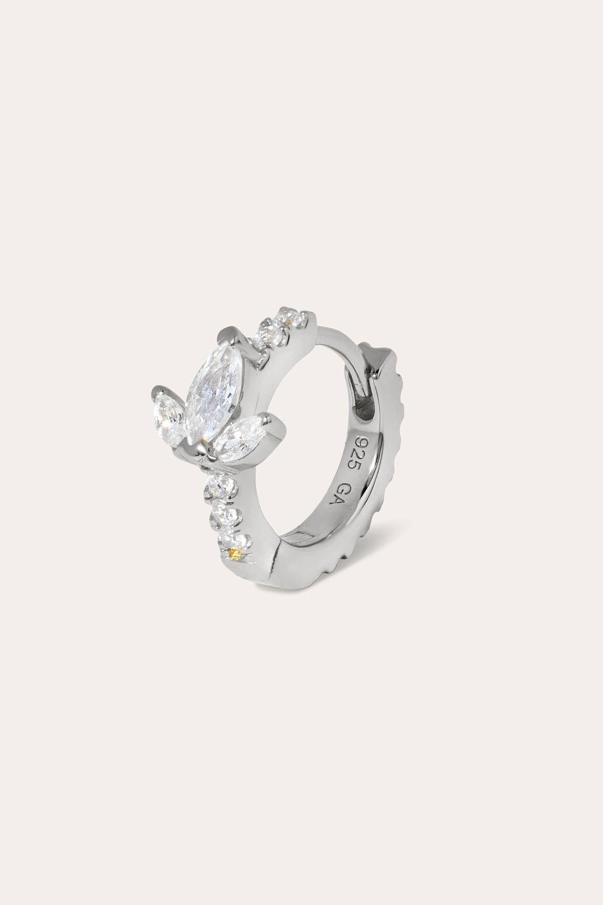 8.5mm lotus sterling silver huggie