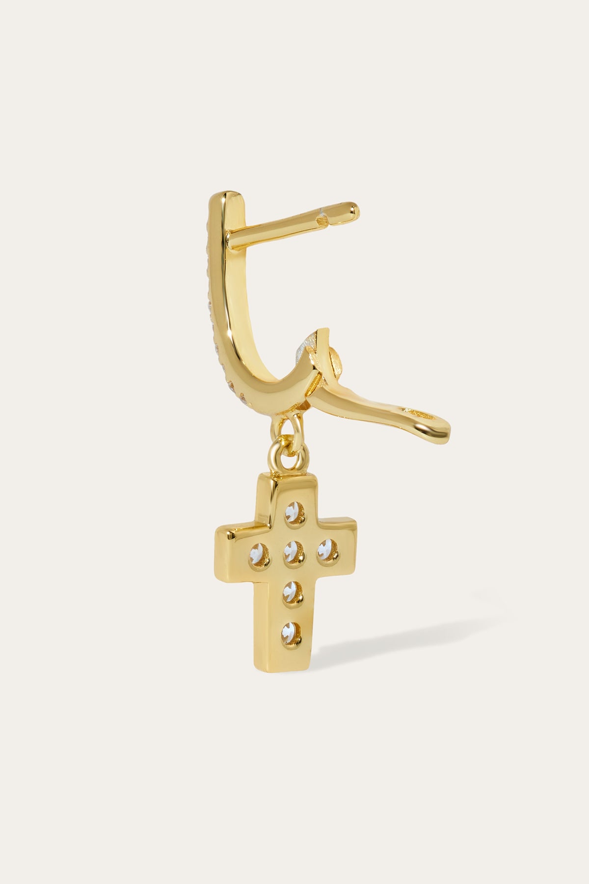 Roman cross gold vermeil earring