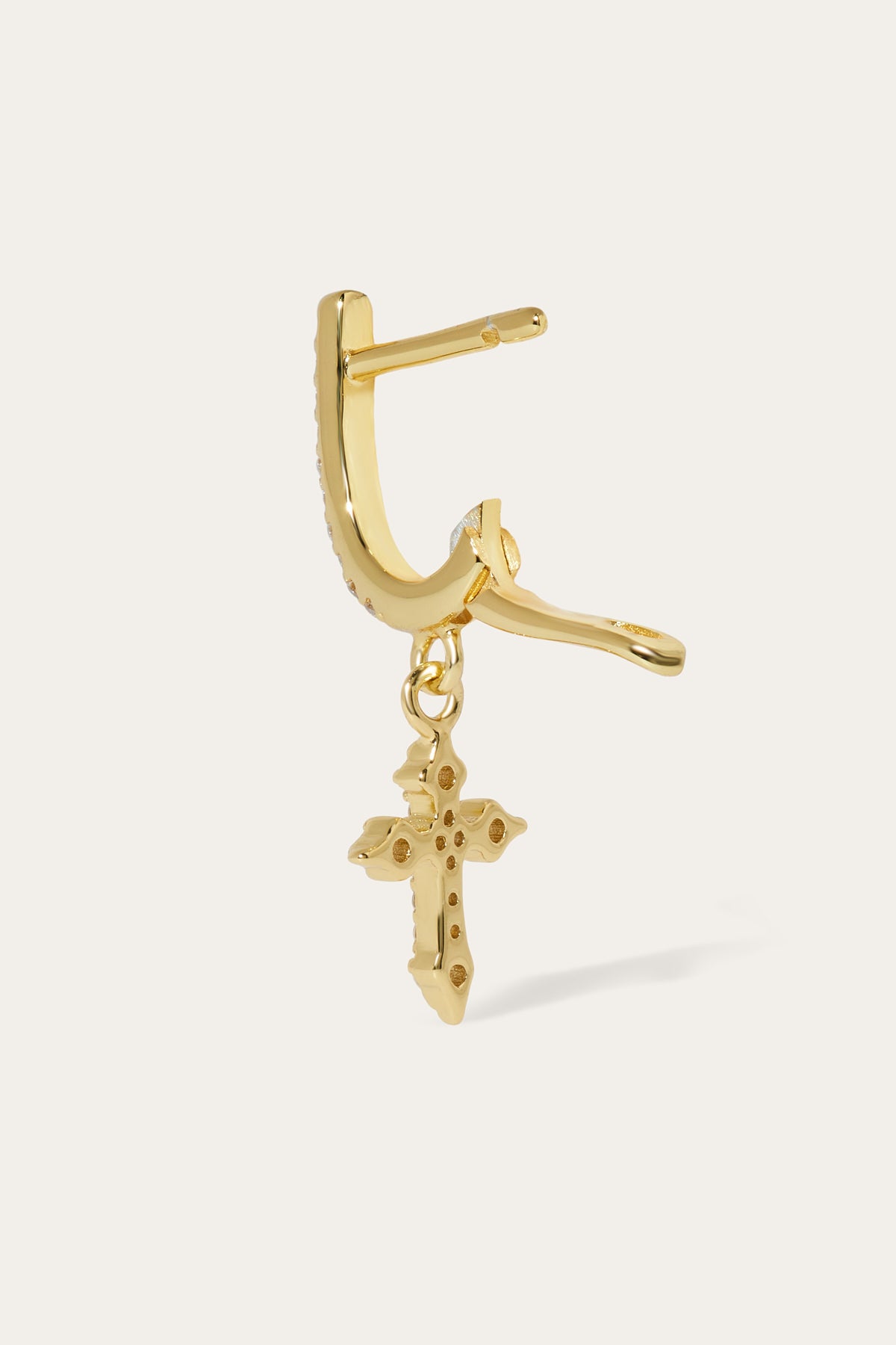 Byzantine cross gold vermeil earring