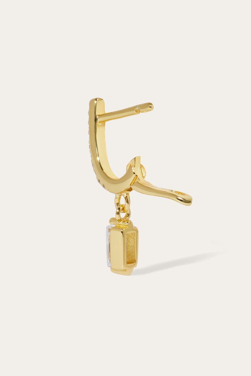 Hanging mini baguette gold vermeil earring