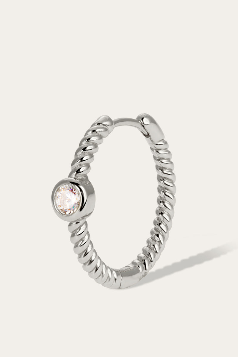 Speira 18mm round cz sterling silver mini hoop