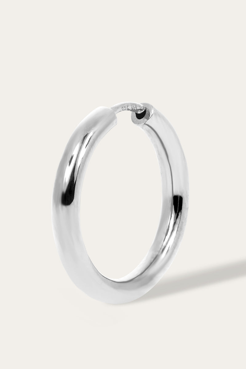 Simple 15mm sterling silver mini hoop