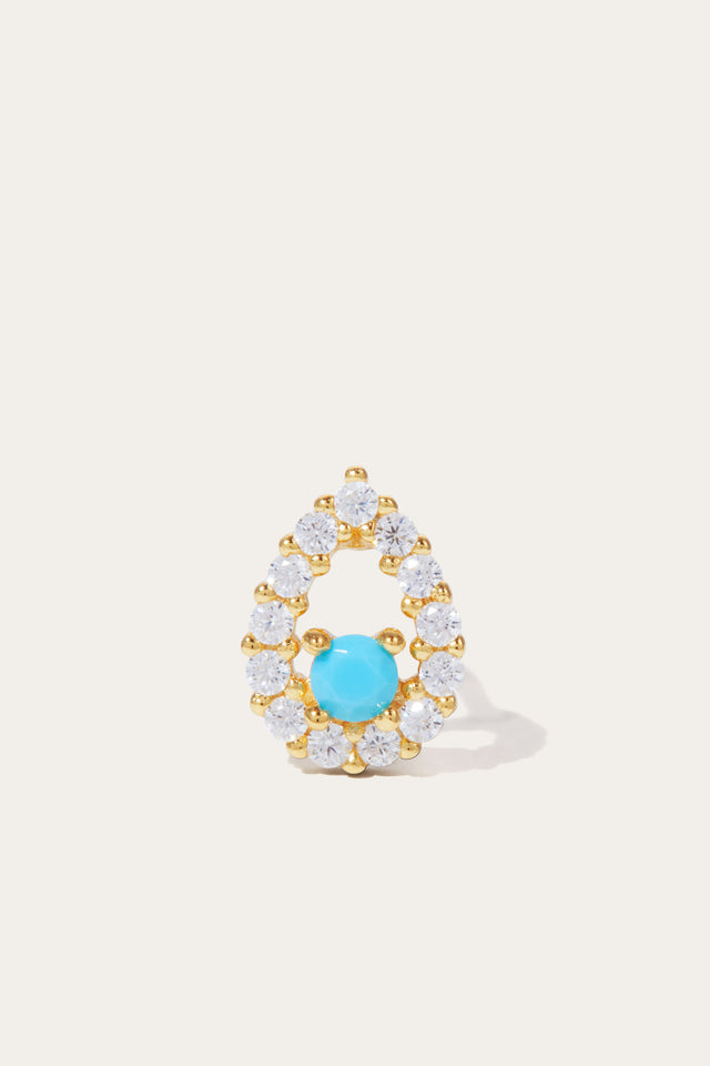 "Mati" with turquoise gold plated stud (ball screw)