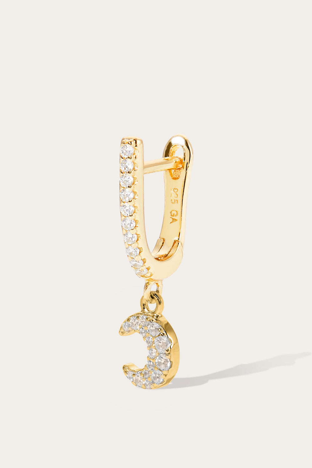 Hanging moon gold vermeil earring
